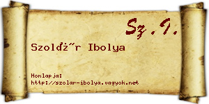 Szolár Ibolya névjegykártya
